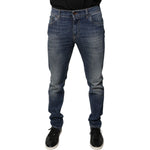 Dolce & Gabbana Blue DG Crown Logo Cotton Skinny Denim Jeans