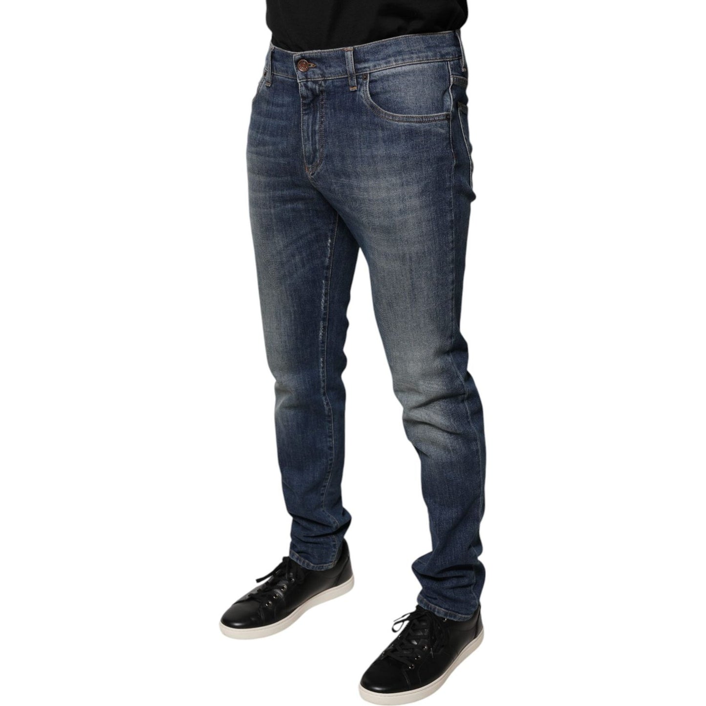 Dolce & Gabbana Blue DG Crown Logo Cotton Skinny Denim Jeans