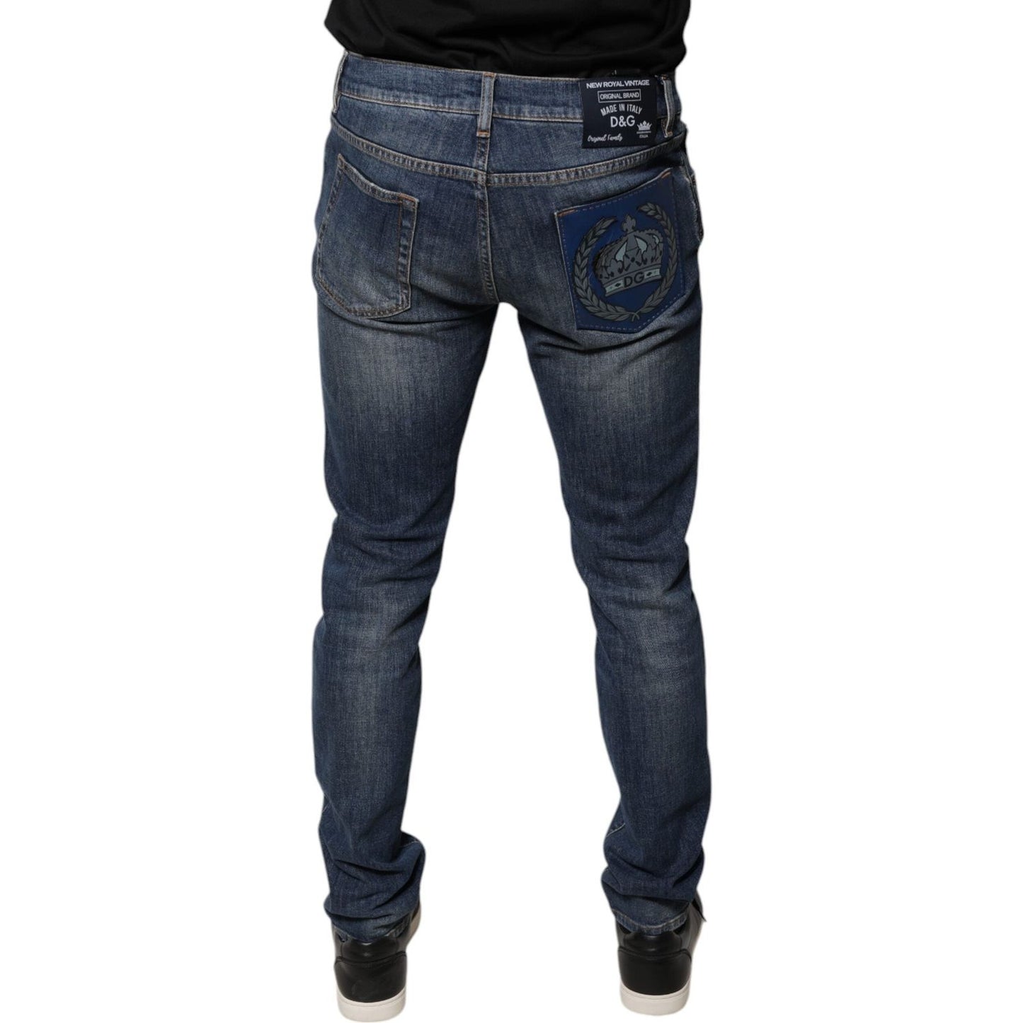 Dolce & Gabbana Blue DG Crown Logo Cotton Skinny Denim Jeans