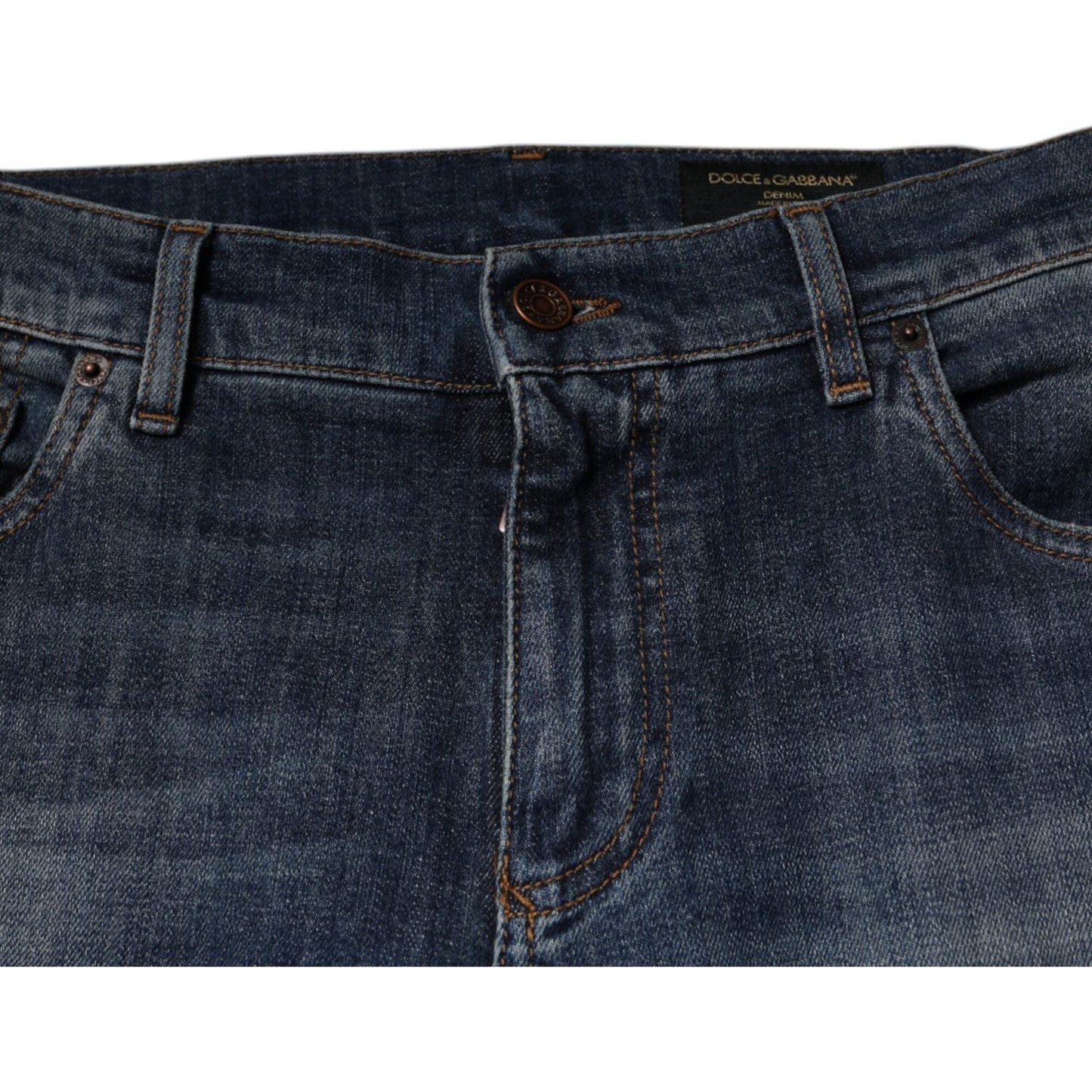 Dolce & Gabbana Blue DG Crown Logo Cotton Skinny Denim Jeans