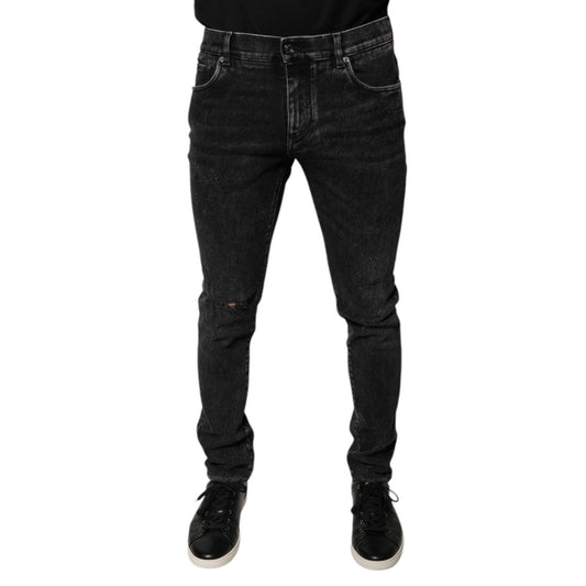 Dolce & Gabbana Black Cotton Stretch Skinny Men Denim Jeans