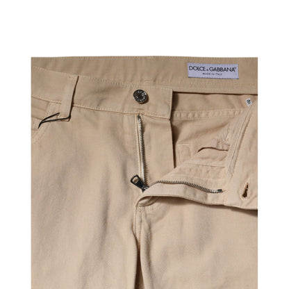Dolce & Gabbana Beige Cotton Stretch Regular Men Denim Jeans