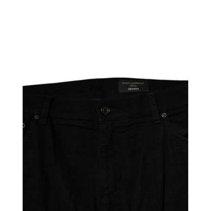 Dolce & Gabbana Black Cotton Stretch Logo Skinny Denim Jeans