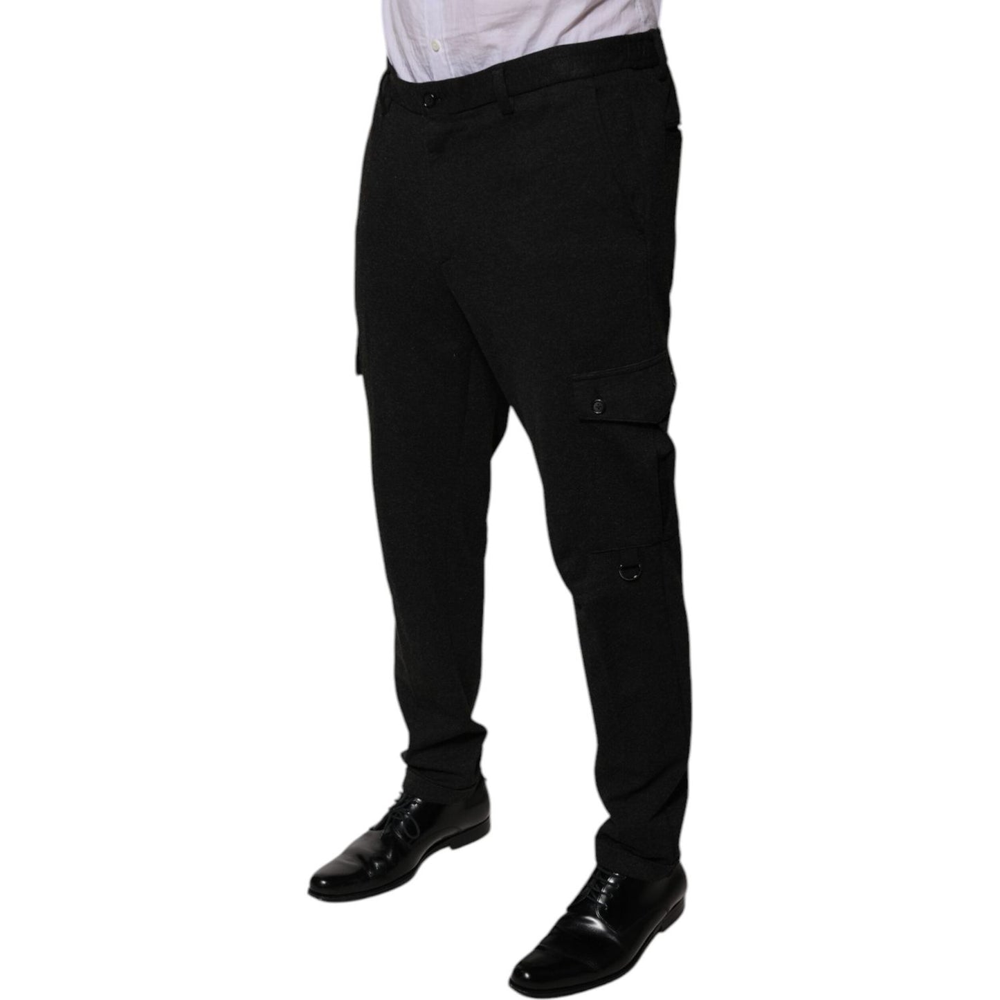 Dolce & Gabbana Black Viscose Cargo Men Casual Pants