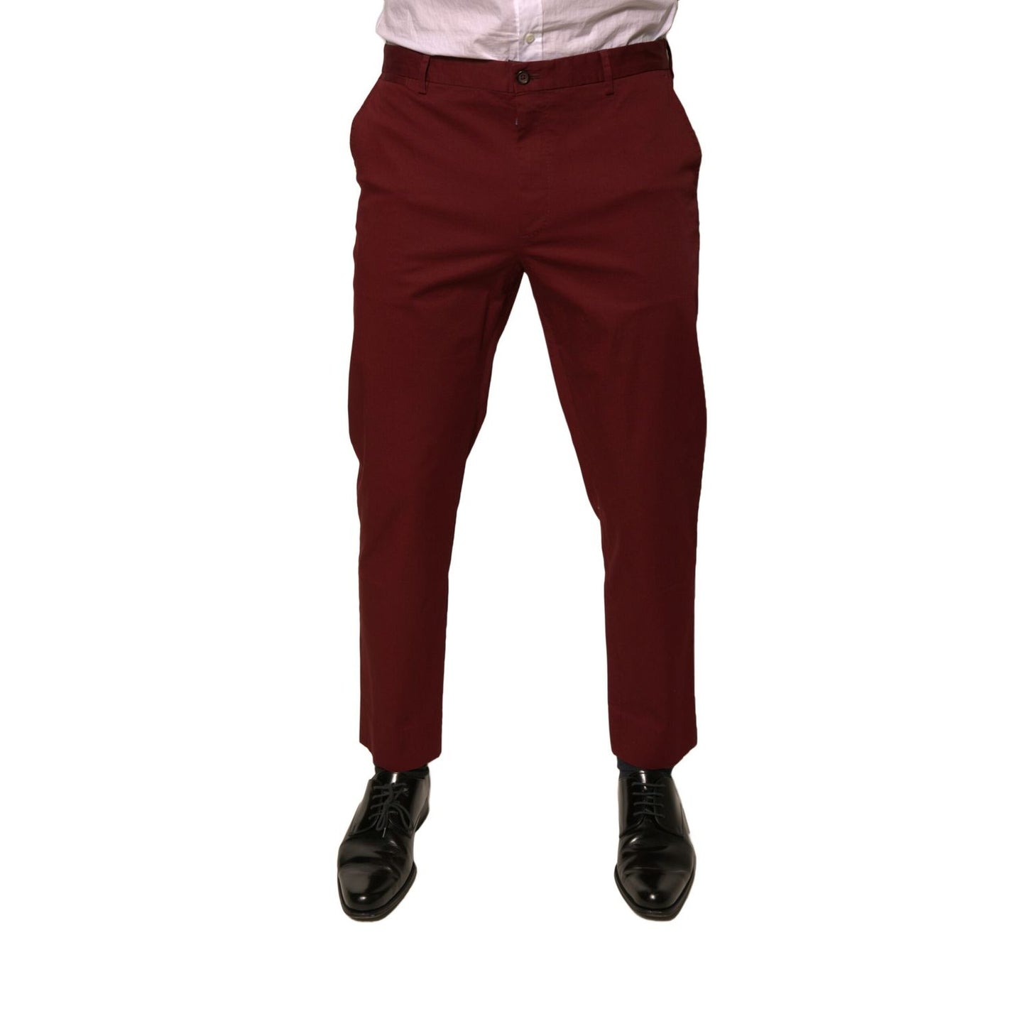 Dolce & Gabbana Maroon Cotton Men Skinny Dress Pants