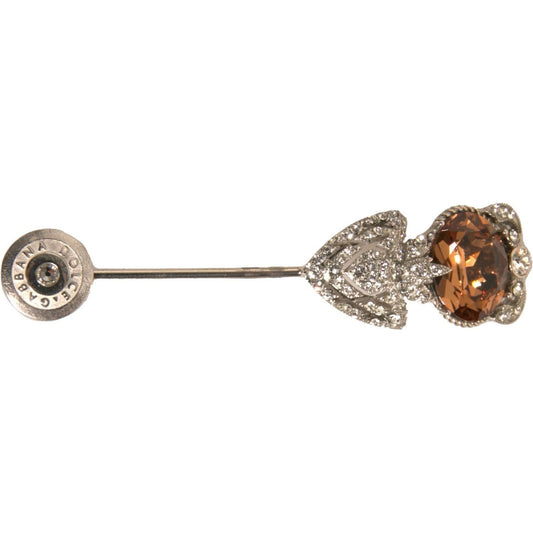Dolce & Gabbana Silver 925 Sterling Silver Crystals Pin Collar Brooch