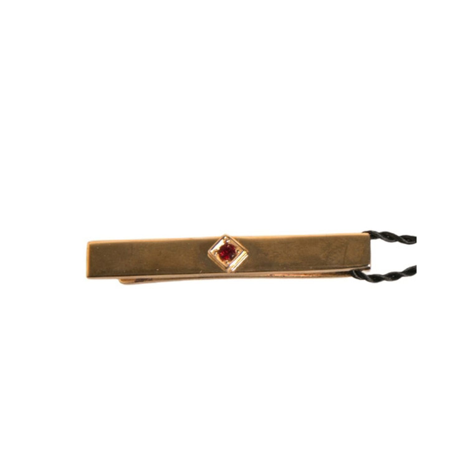 Dolce & Gabbana Gold Tone Brass Crystal Branded Tie Clip Bar