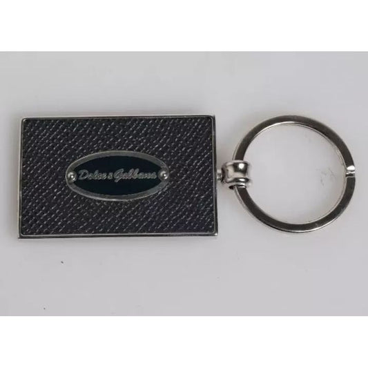 Dolce & Gabbana Black Leather Logo Metal Ring Keychain Keyring SMY10576