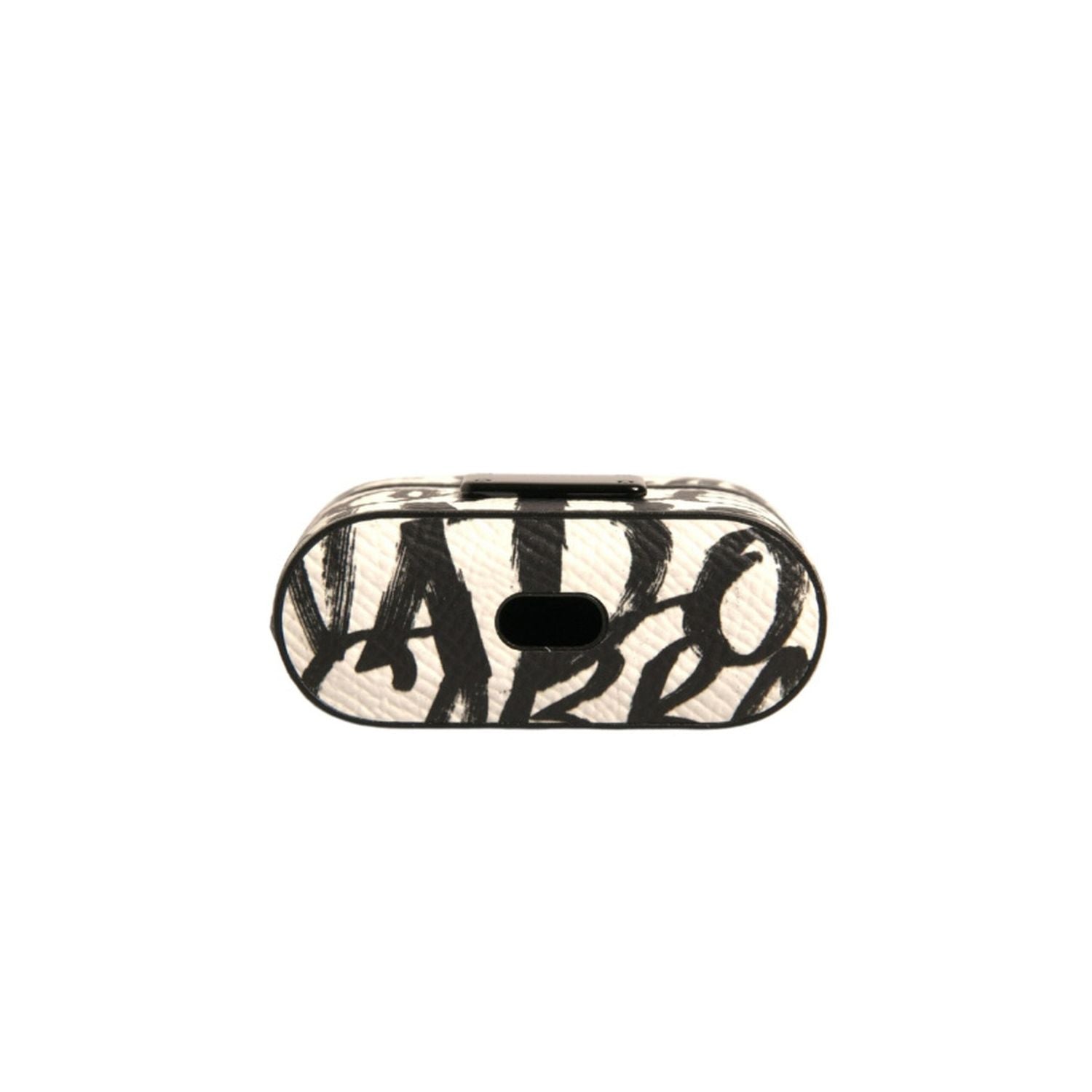 Dolce & Gabbana Black White Leather Scribble Embossed Logo Airpods Case