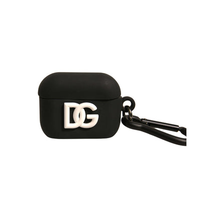 Dolce & Gabbana Black Silicone Rubber Logo Embossed Airpods Case