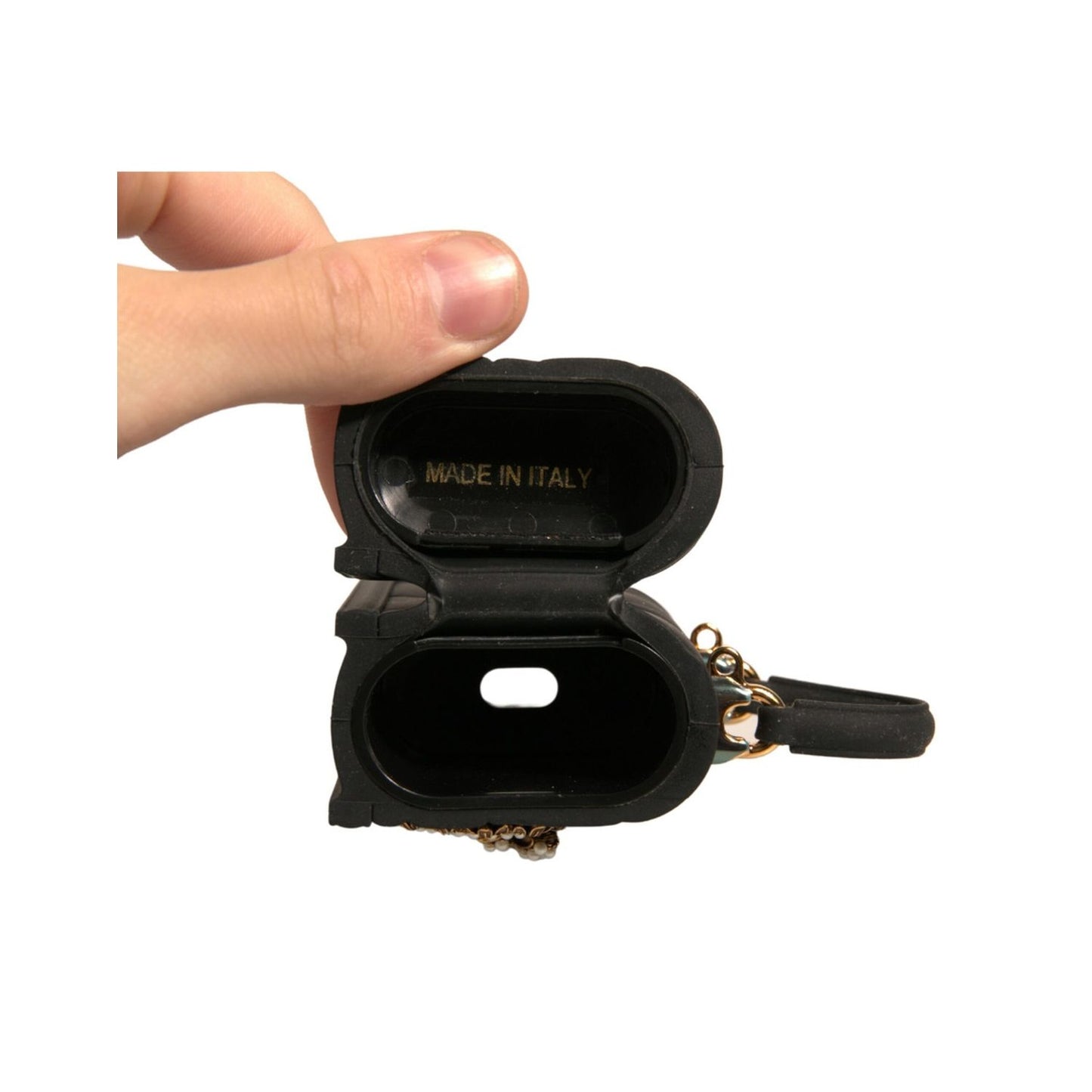 Dolce & Gabbana Black Silicone Devotion Heart Cover Hand Bag Airpod Case