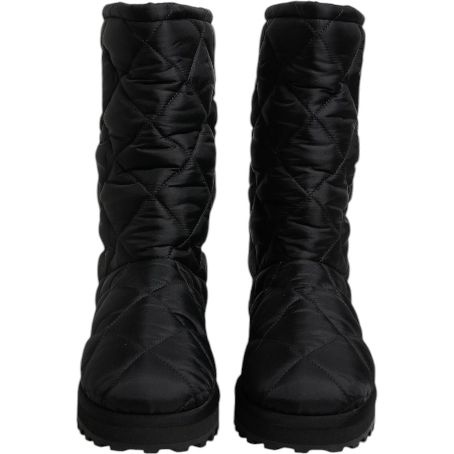 Dolce & Gabbana Black Polyester Padded Mid Calf Boots Winter Shoes