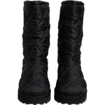 Dolce & Gabbana Black Polyester Padded Mid Calf Boots Winter Shoes