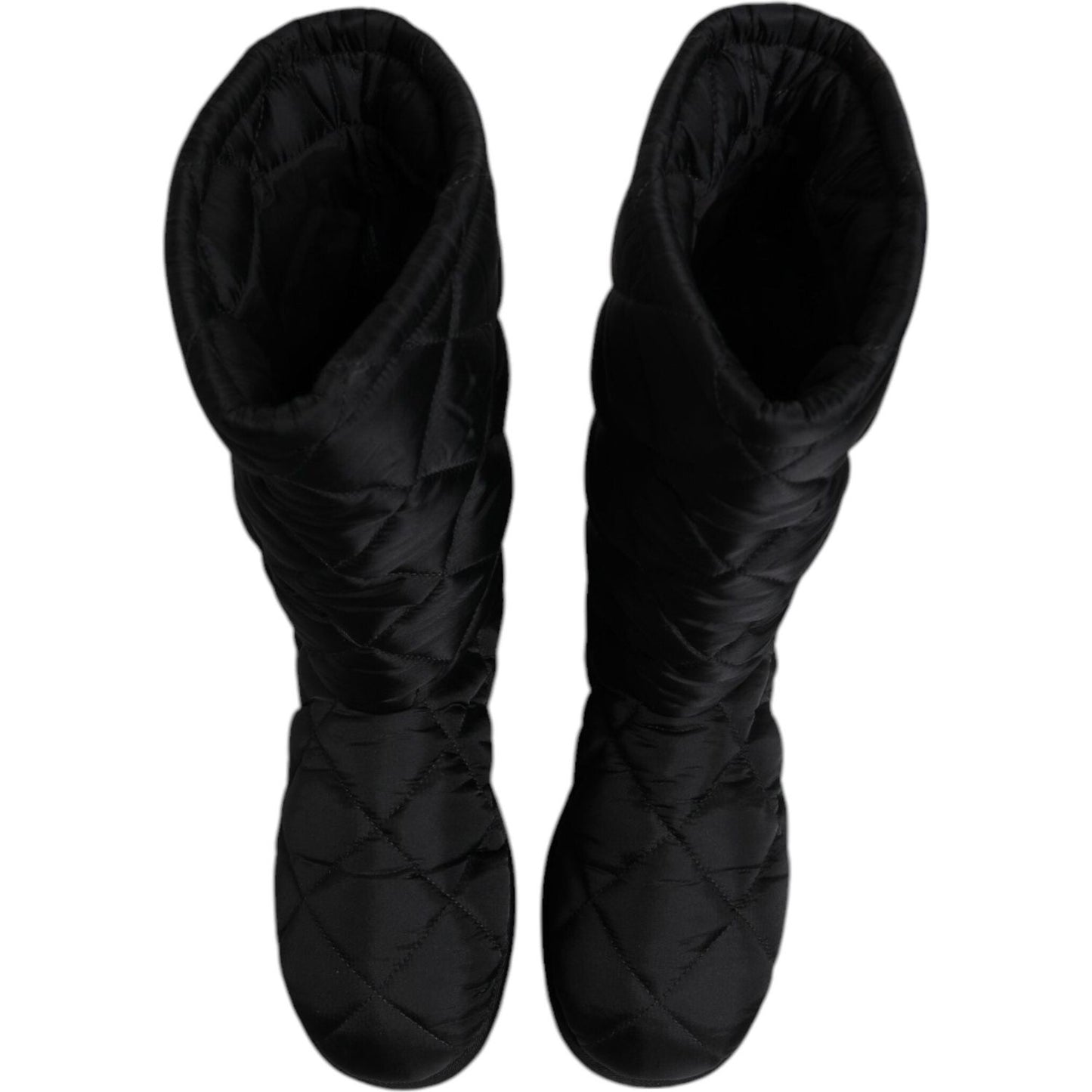 Dolce & Gabbana Black Polyester Padded Mid Calf Boots Winter Shoes