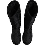 Dolce & Gabbana Black Polyester Padded Mid Calf Boots Winter Shoes