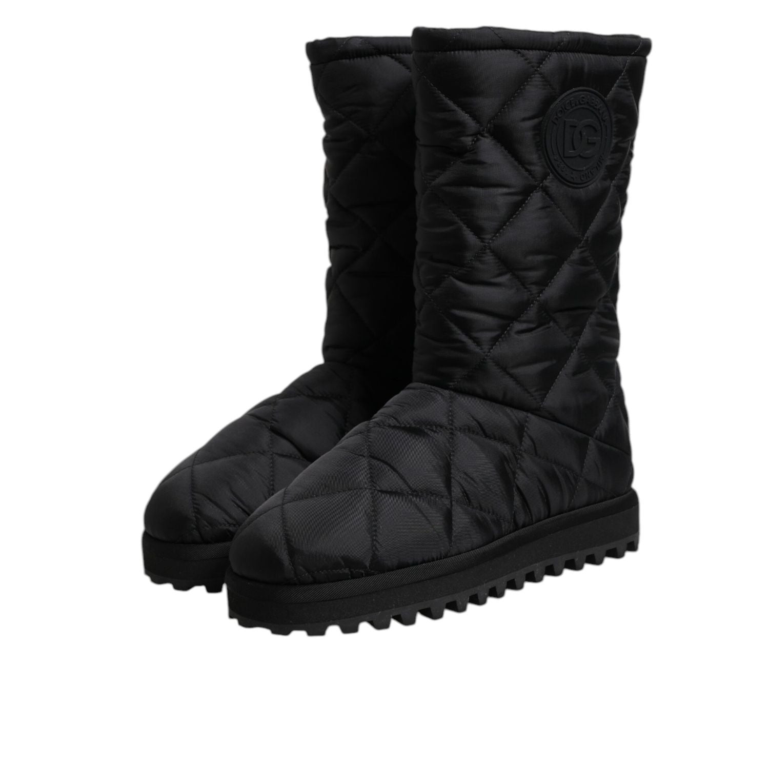 Dolce & Gabbana Black Polyester Padded Mid Calf Boots Winter Shoes