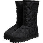 Dolce & Gabbana Black Polyester Padded Mid Calf Boots Winter Shoes