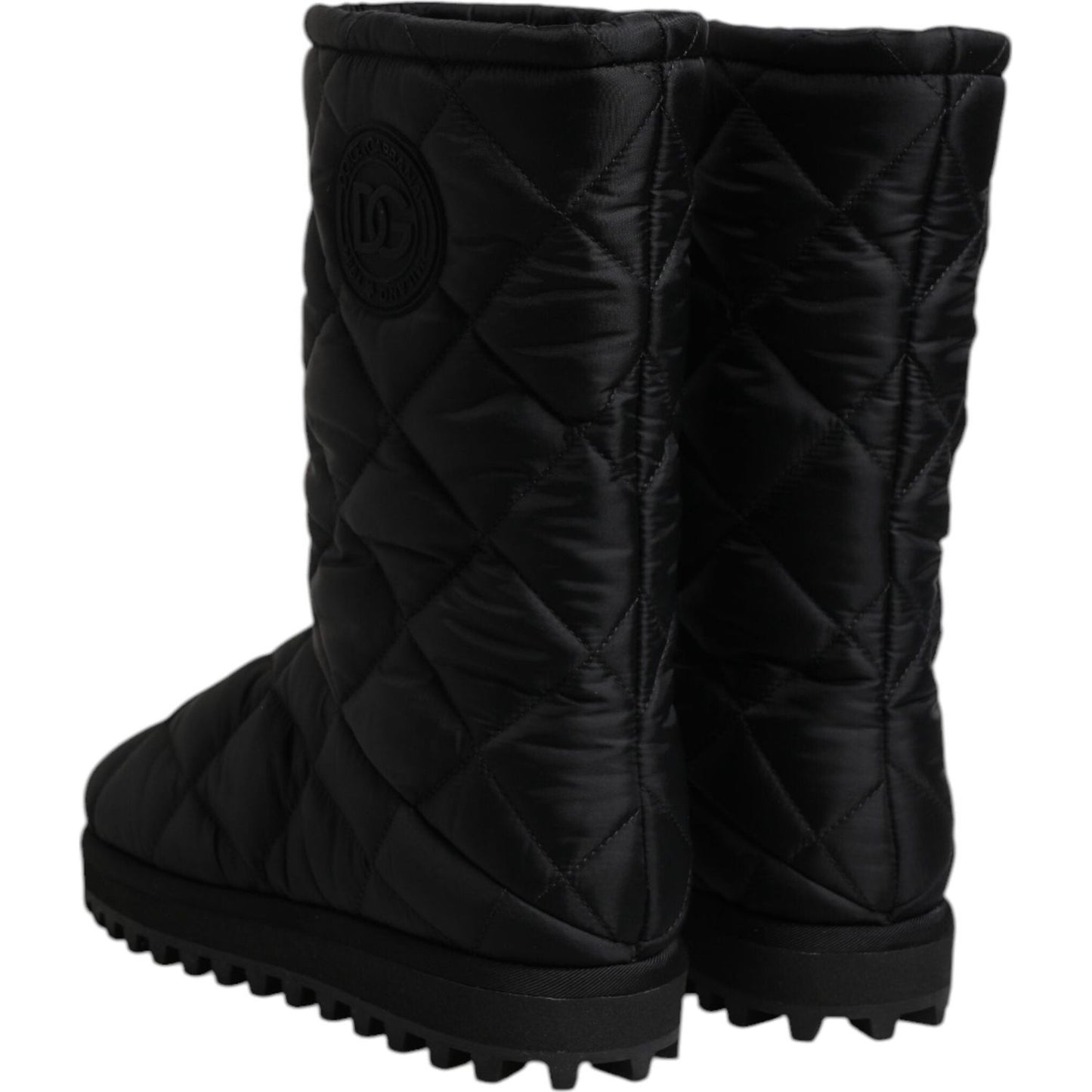 Dolce & Gabbana Black Polyester Padded Mid Calf Boots Winter Shoes