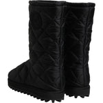 Dolce & Gabbana Black Polyester Padded Mid Calf Boots Winter Shoes