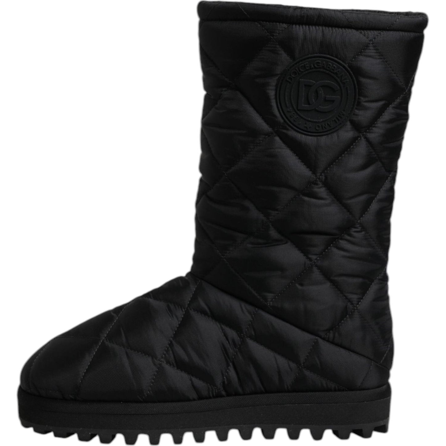 Dolce & Gabbana Black Polyester Padded Mid Calf Boots Winter Shoes