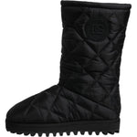 Dolce & Gabbana Black Polyester Padded Mid Calf Boots Winter Shoes
