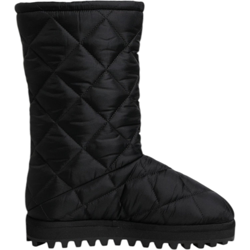Dolce & Gabbana Black Polyester Padded Mid Calf Boots Winter Shoes