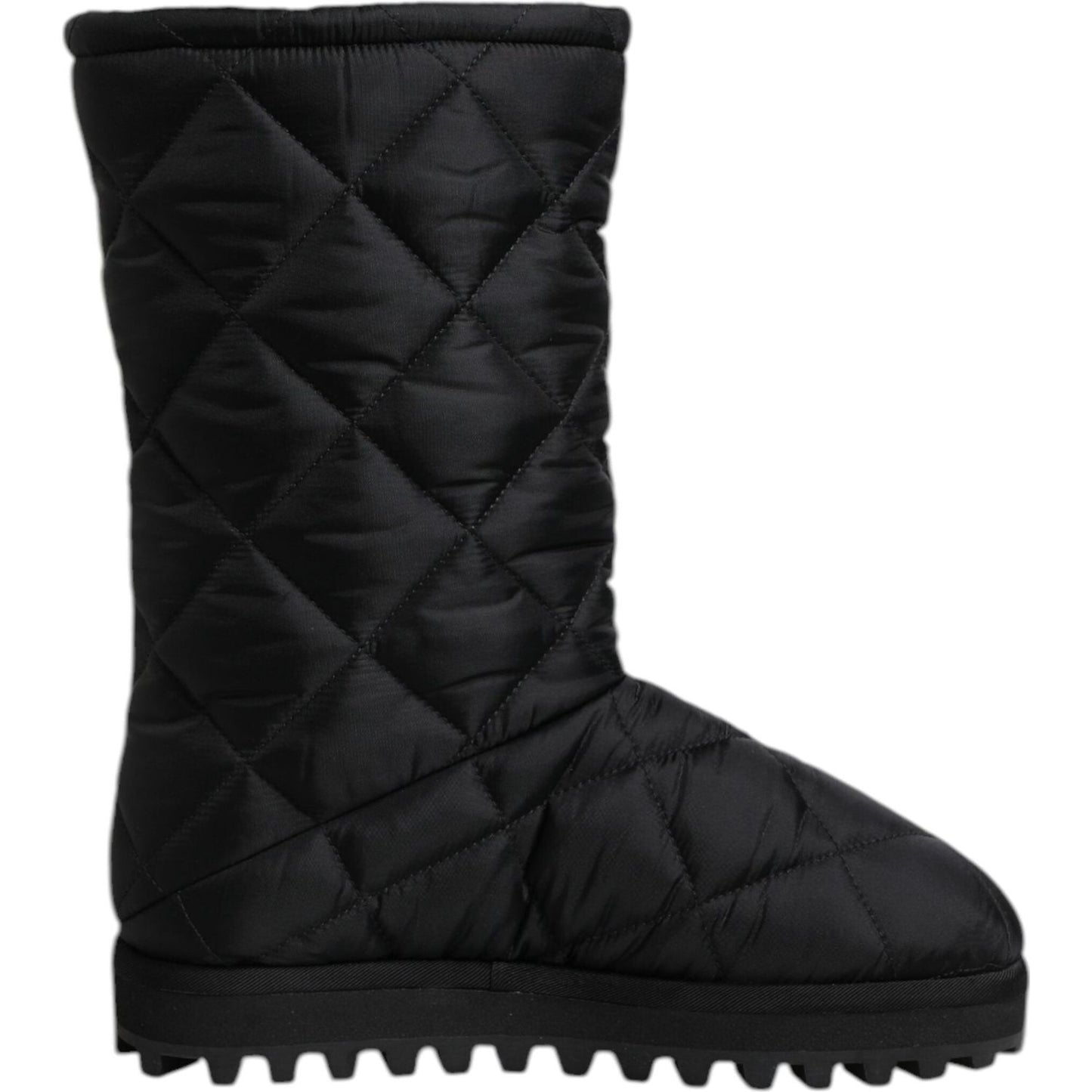 Dolce & Gabbana Black Polyester Padded Mid Calf Boots Winter Shoes