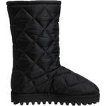 Dolce & Gabbana Black Polyester Padded Mid Calf Boots Winter Shoes
