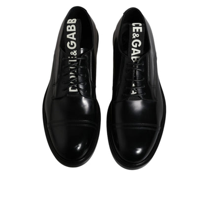 Dolce & Gabbana Black Patent Leather Derby Lace Up Formal Dress Shoes