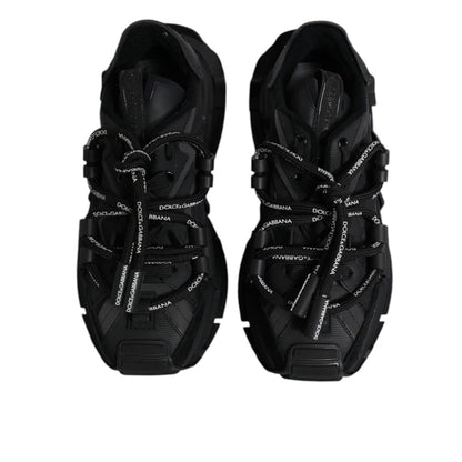 Dolce & Gabbana Black Low Top Space Lace Up Sneakers Shoes