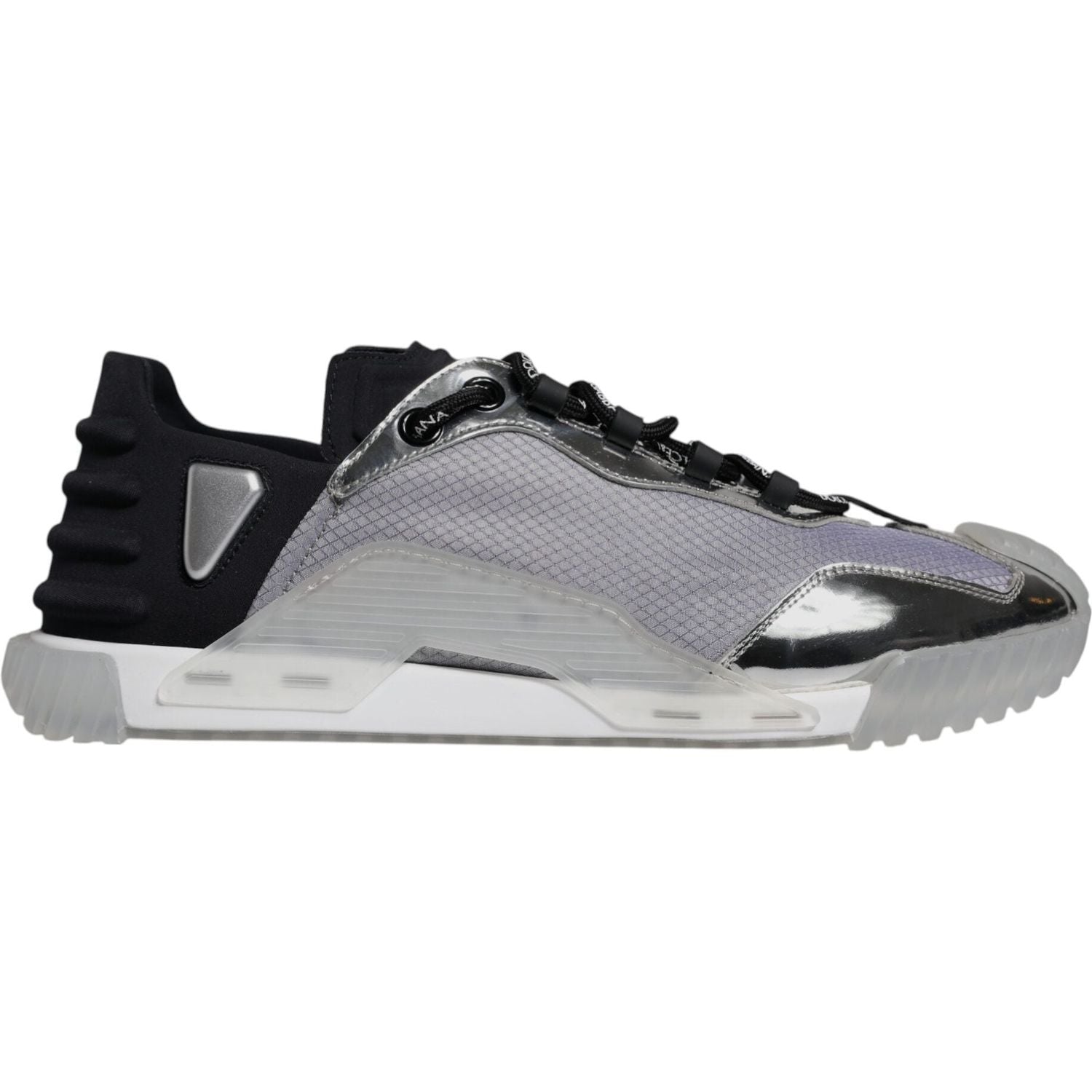Dolce & Gabbana Silver Black Nylon NS1 Low Top Sneakers Shoes