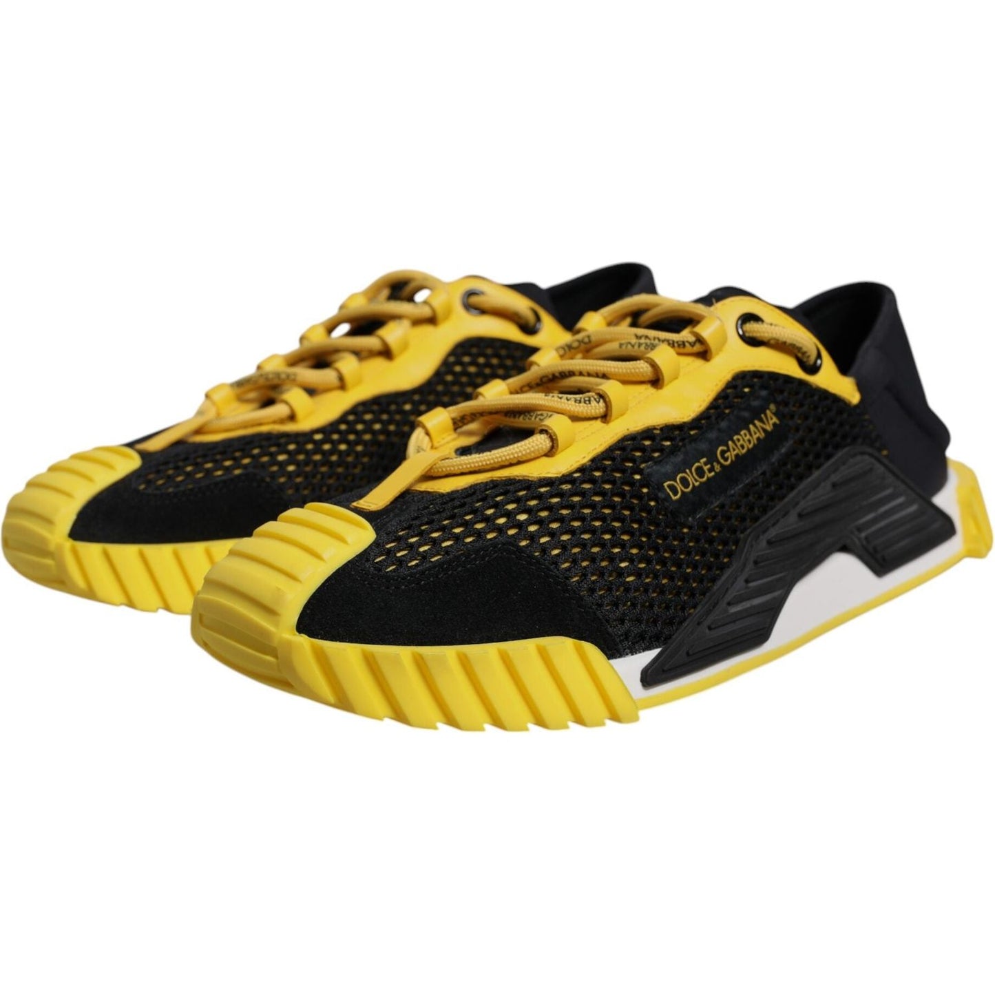 Dolce & Gabbana Black Yellow Low Top NS1 Sneakers Shoes