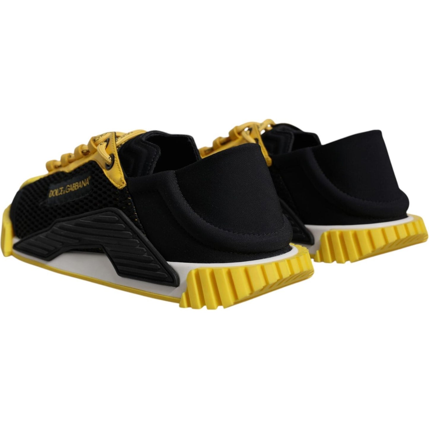Dolce & Gabbana Black Yellow Low Top NS1 Sneakers Shoes