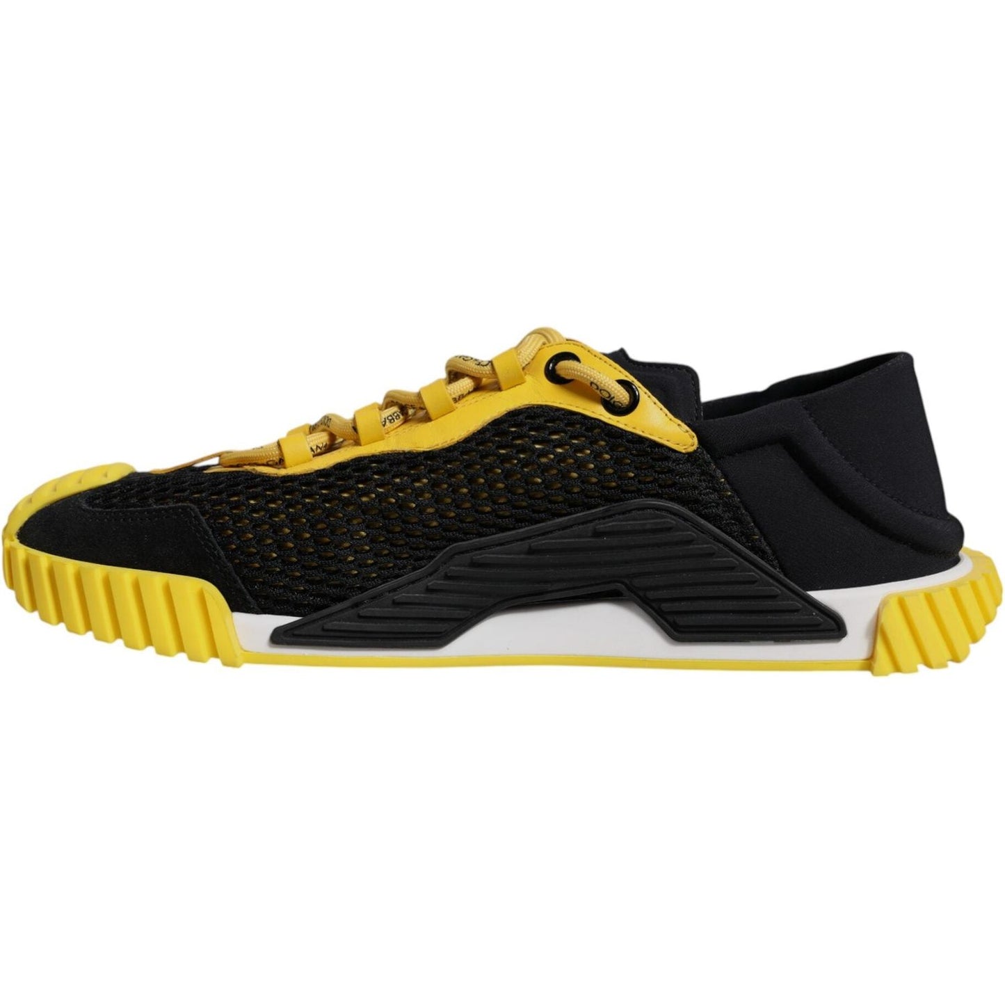 Dolce & Gabbana Black Yellow Low Top NS1 Sneakers Shoes