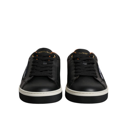 Dolce & Gabbana Black Leather Low Top Men Sneakers Shoes