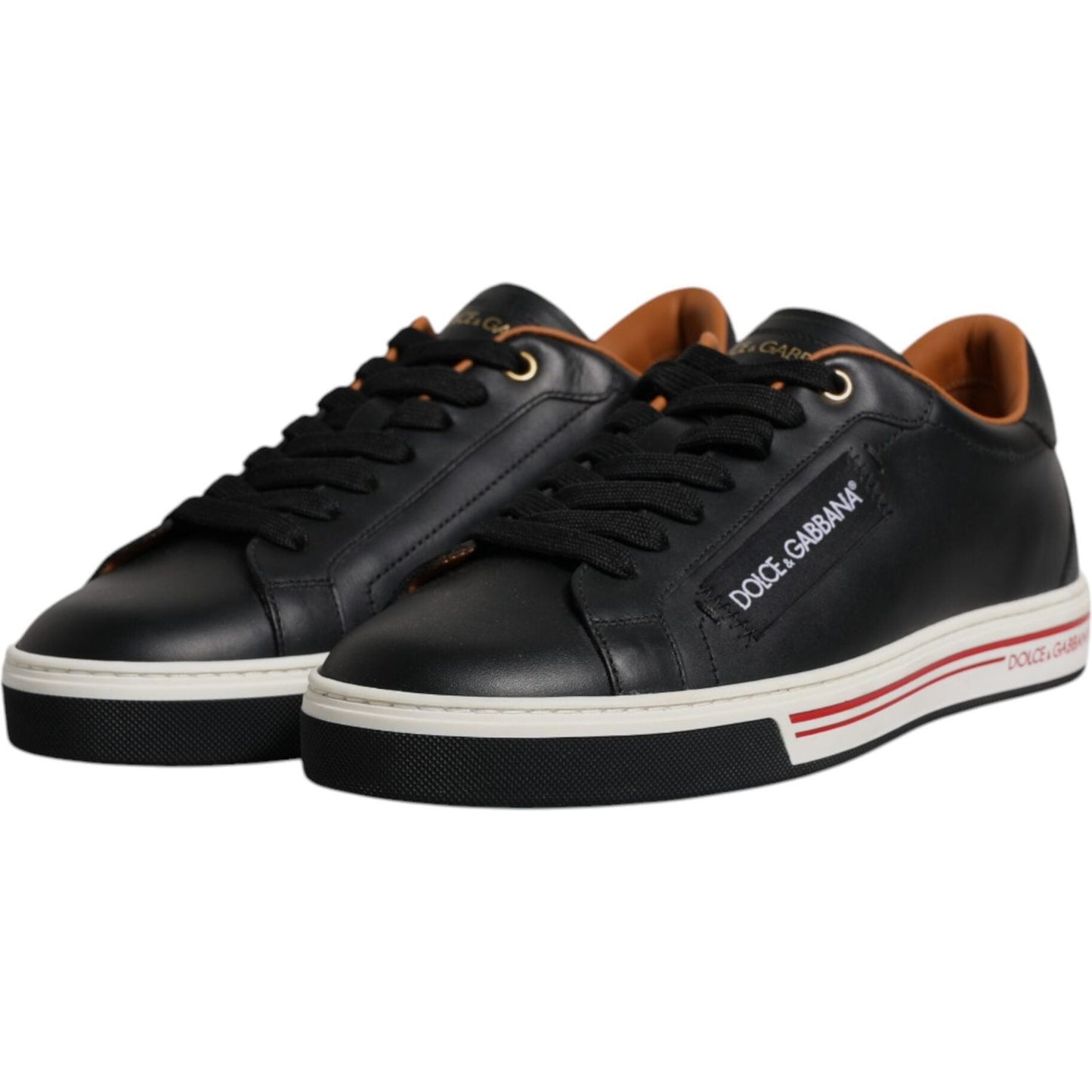 Dolce & Gabbana Black Leather Low Top Men Sneakers Shoes