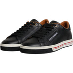 Dolce & Gabbana Black Leather Low Top Men Sneakers Shoes