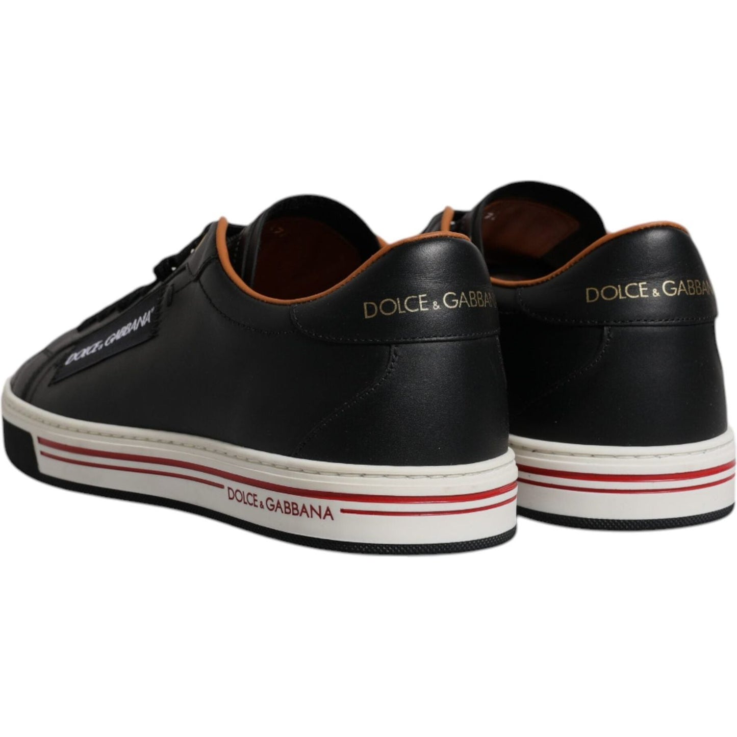 Dolce & Gabbana Black Leather Low Top Men Sneakers Shoes