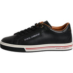 Dolce & Gabbana Black Leather Low Top Men Sneakers Shoes