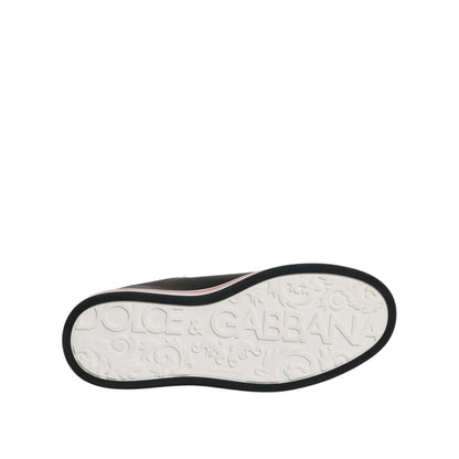 Dolce & Gabbana Black Leather Low Top Men Sneakers Shoes