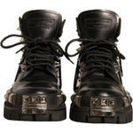 Dolce & Gabbana Black Leather Studded Trekking Boots Shoes