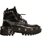 Dolce & Gabbana Black Leather Studded Trekking Boots Shoes
