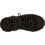 Dolce & Gabbana Black Leather Studded Trekking Boots Shoes