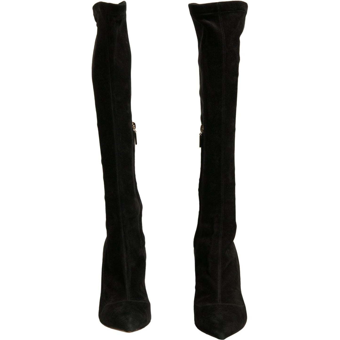 Dolce & Gabbana Black Suede Stiletto Knee High Boots Shoes