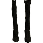 Dolce & Gabbana Black Suede Stiletto Knee High Boots Shoes