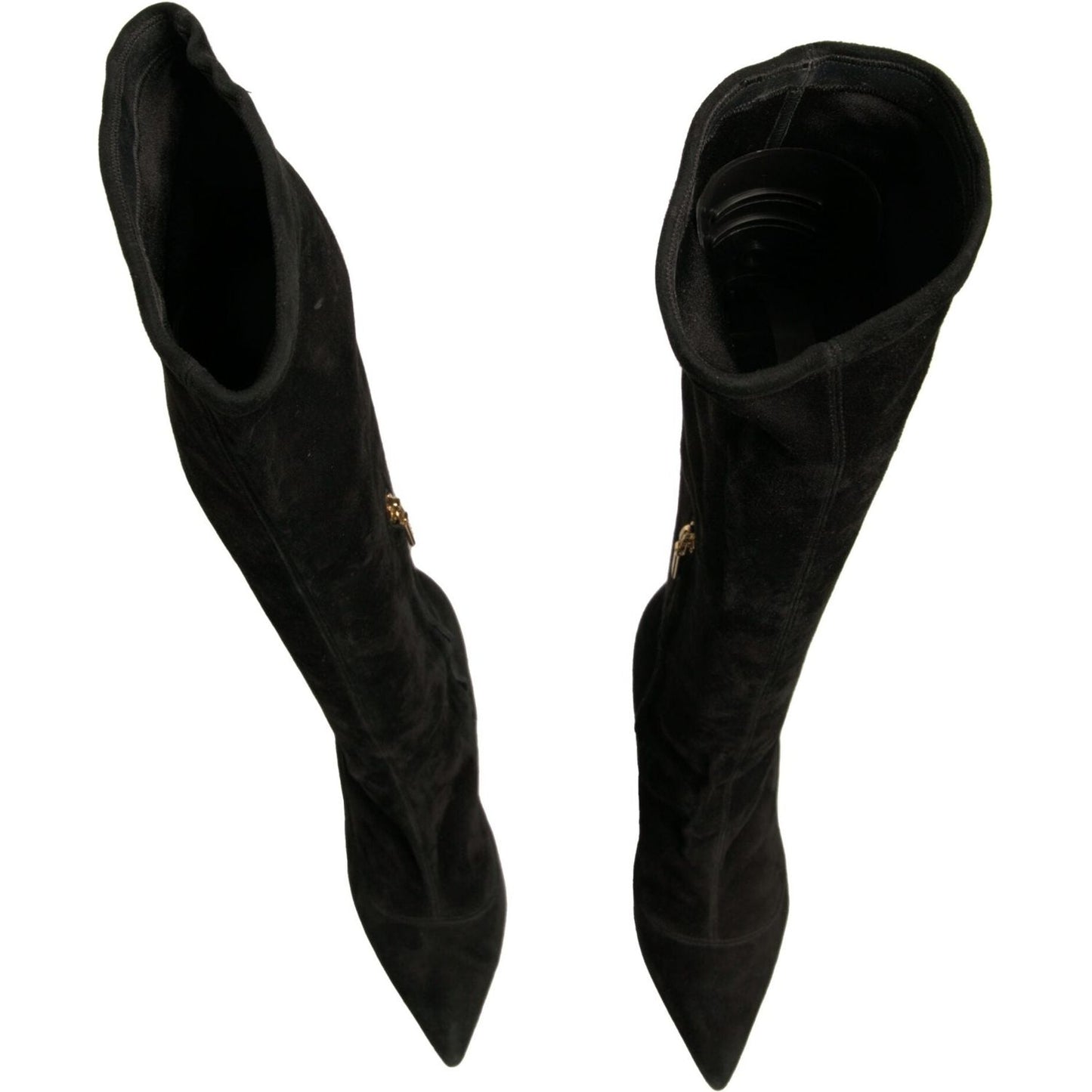 Dolce & Gabbana Black Suede Stiletto Knee High Boots Shoes