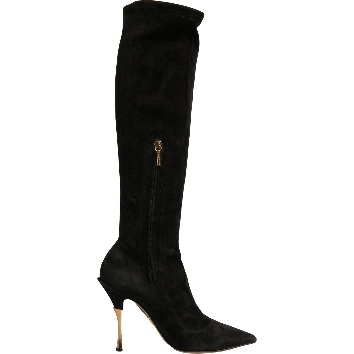 Dolce & Gabbana Black Suede Stiletto Knee High Boots Shoes