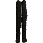 Dolce & Gabbana Black Suede Heels Knee High Boots Shoes