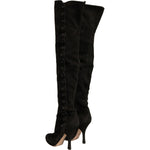 Dolce & Gabbana Black Suede Heels Knee High Boots Shoes