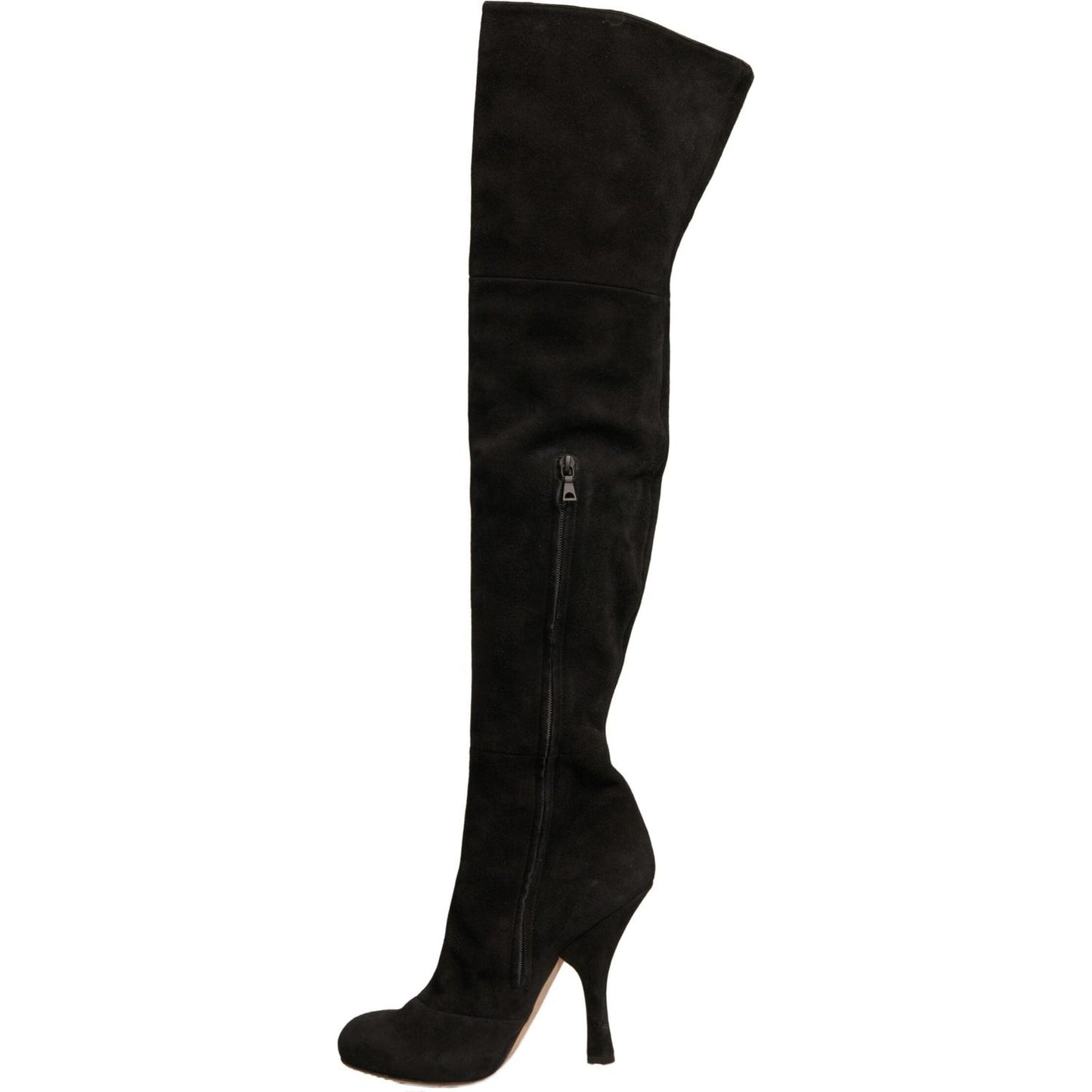 Dolce & Gabbana Black Suede Heels Knee High Boots Shoes